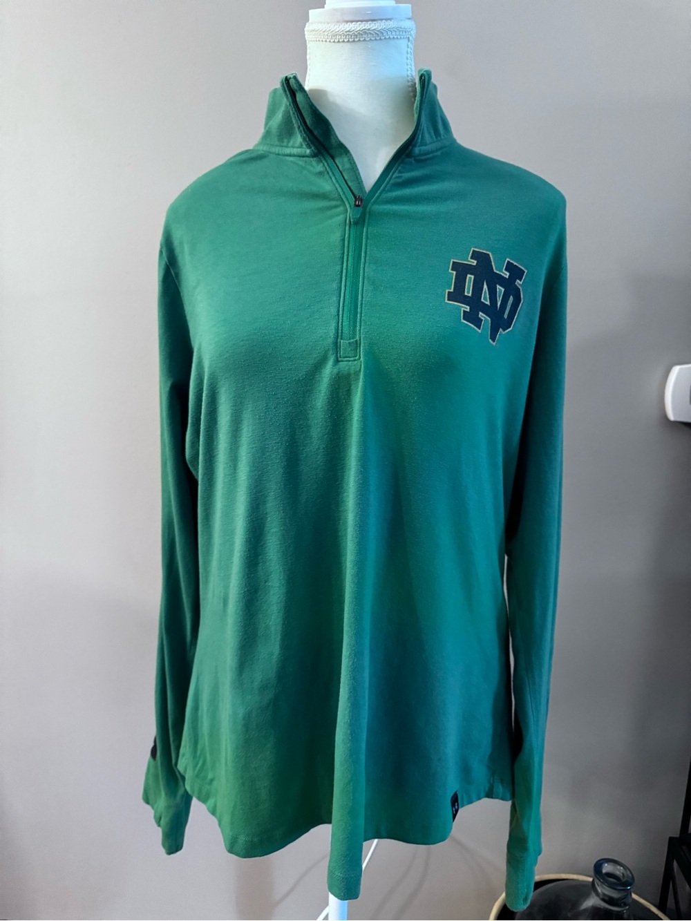 Under Armour Teal Green Quarter-Zip Pullover with Notre Dame Logo